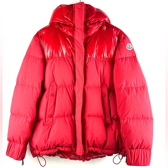 Moncler Etival Red Hooded Quilted Down Jacket - Picture 2 of 15